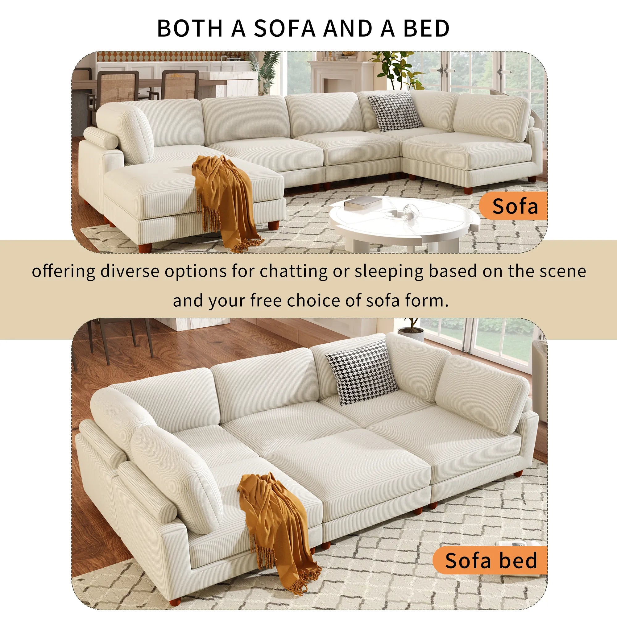163'' Modular Sectional Sofa with Ottoman