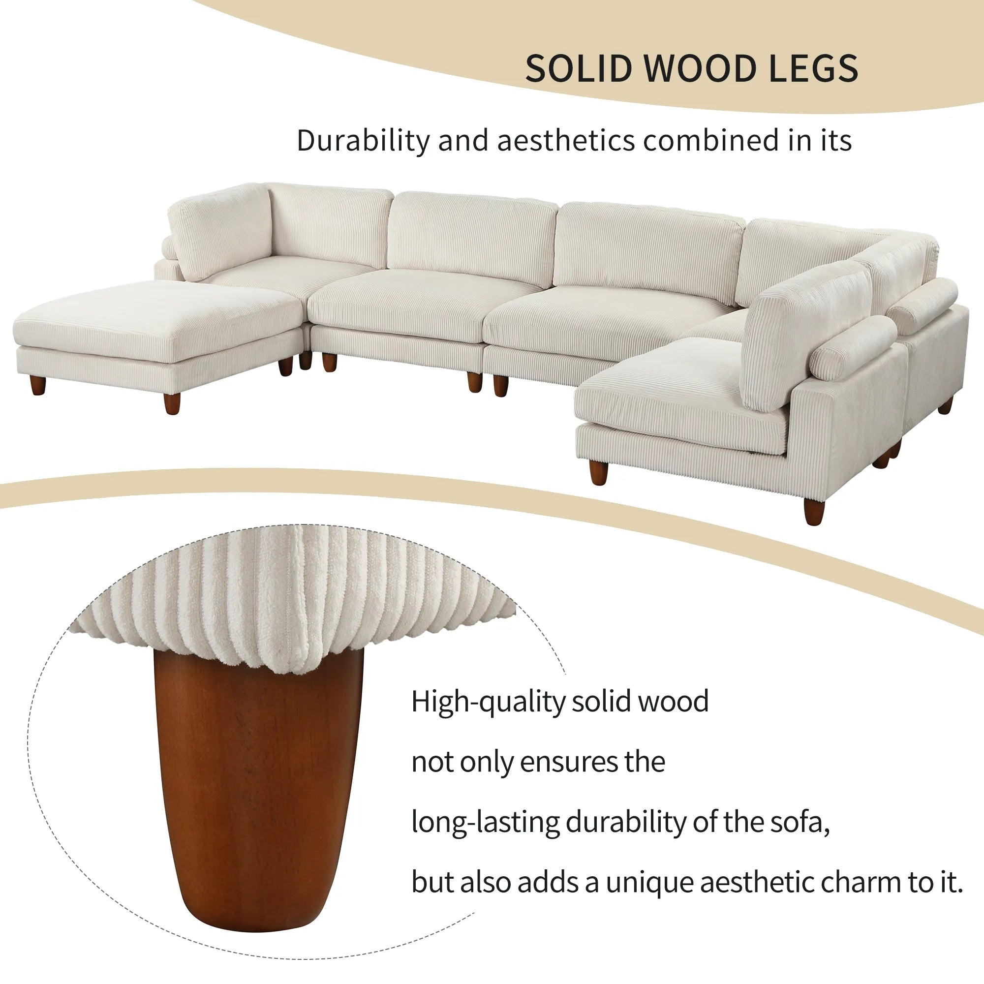163'' Modular Sectional Sofa with Ottoman