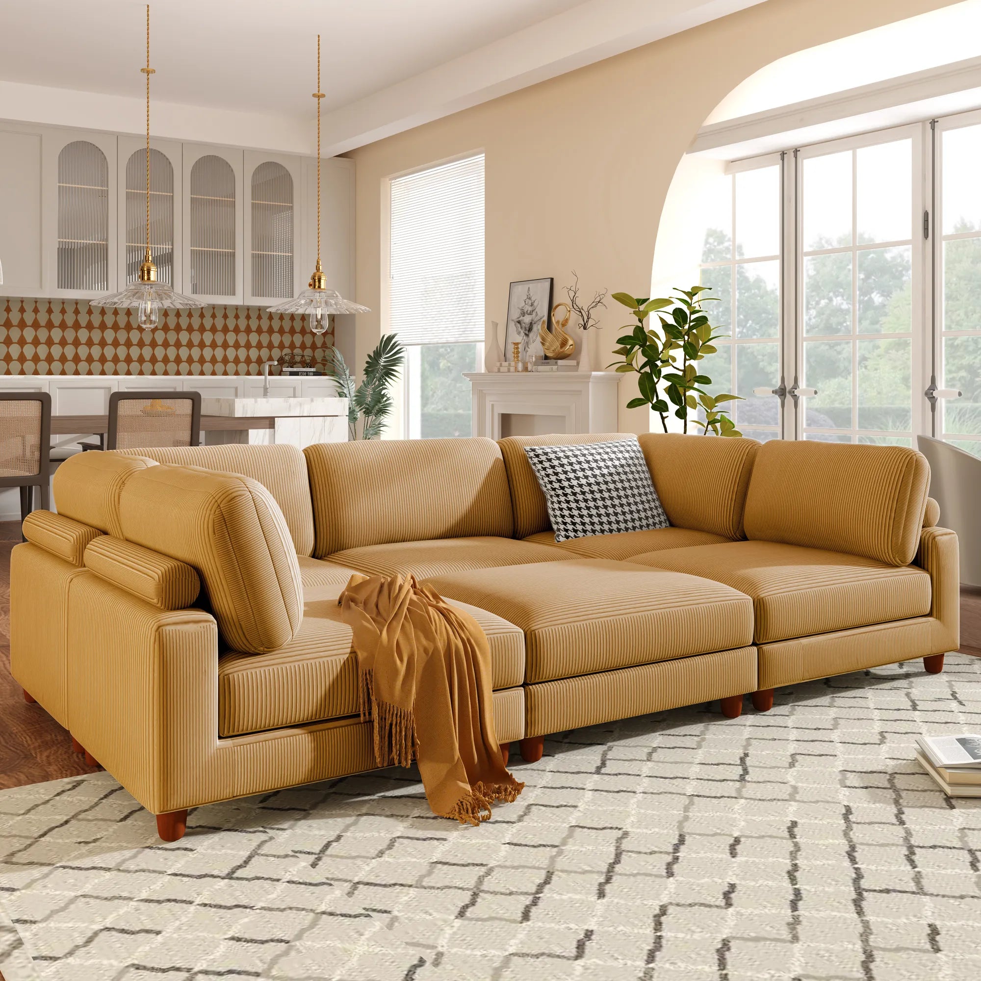 163'' Modular Sectional Sofa with Ottoman