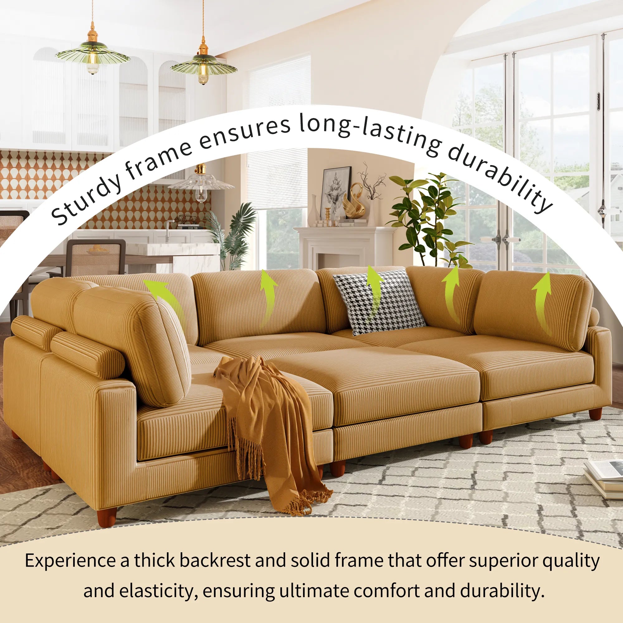 163'' Modular Sectional Sofa with Ottoman