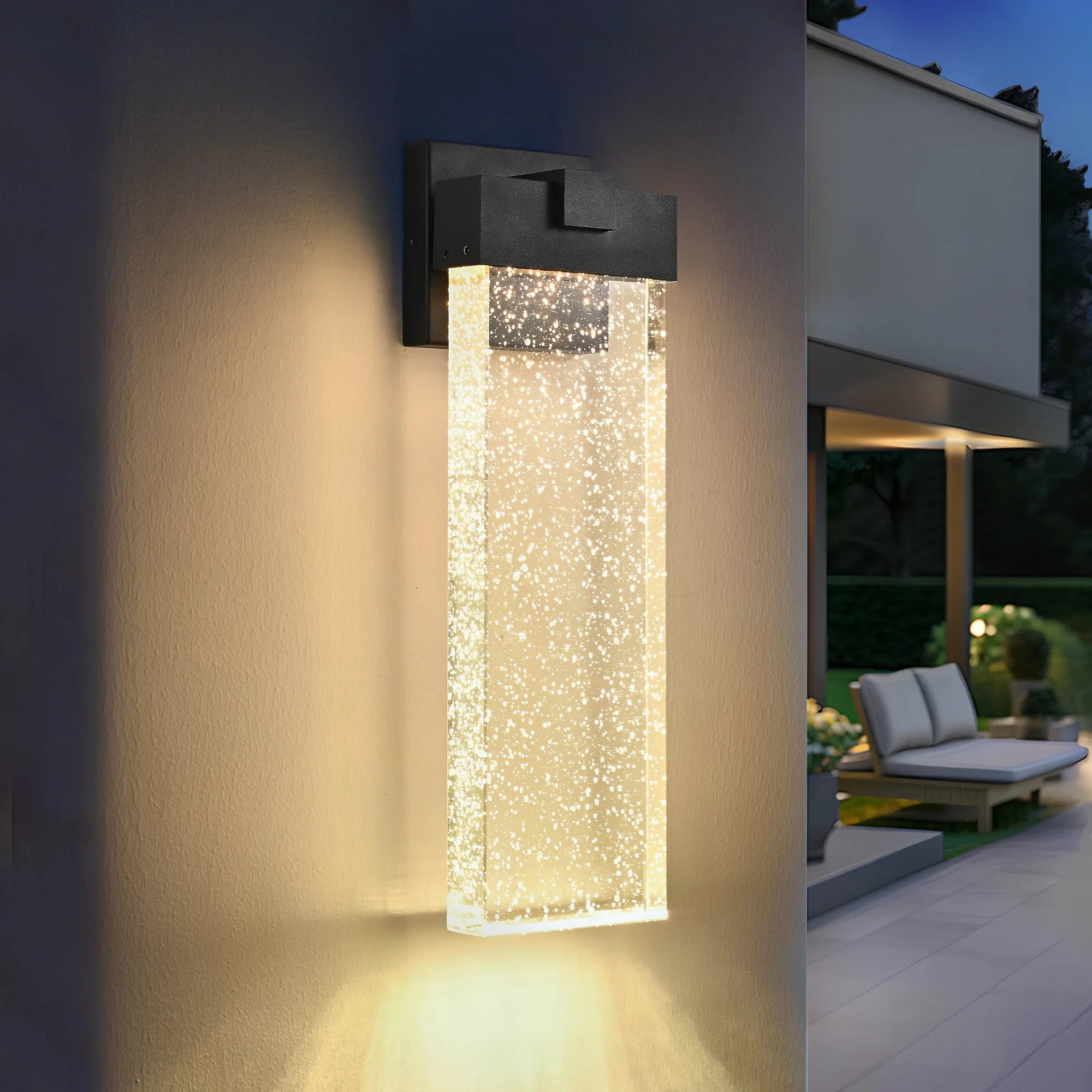 2-Pack Outdoor Waterproof LED Crystal Wall Lamp