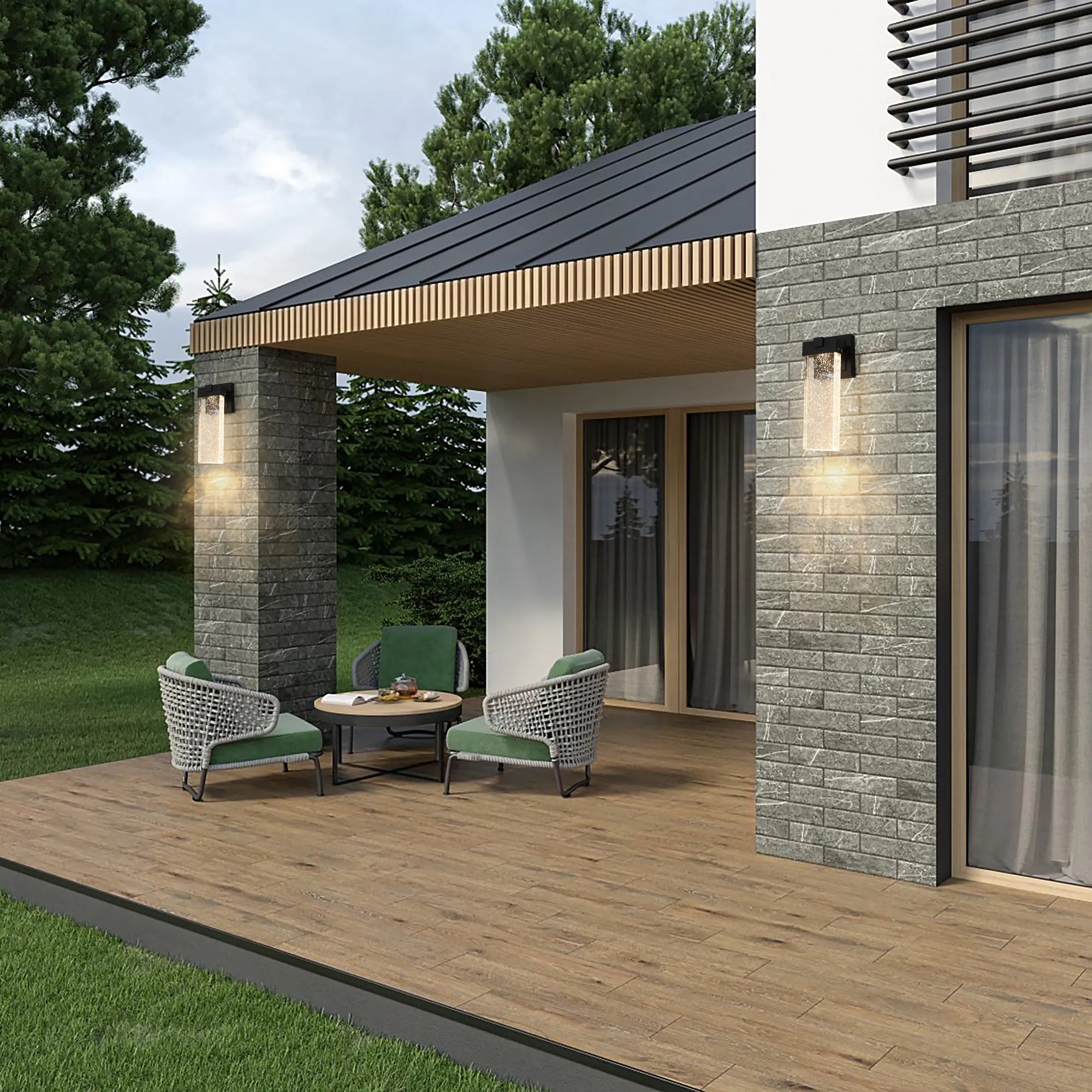 2-Pack Outdoor Waterproof LED Crystal Wall Lamp