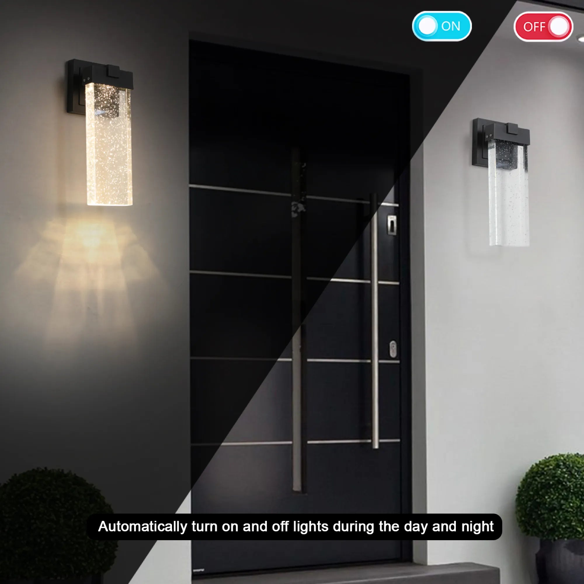 2-Pack Outdoor Waterproof LED Crystal Wall Lamp