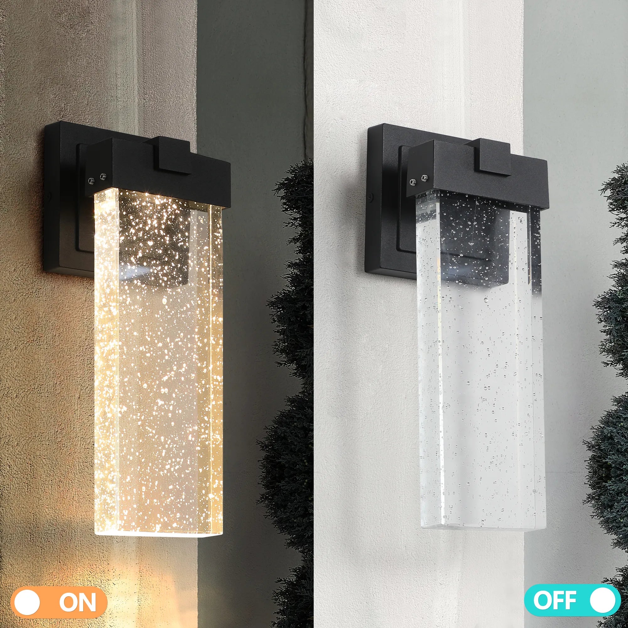 2-Pack Outdoor Waterproof LED Crystal Wall Lamp