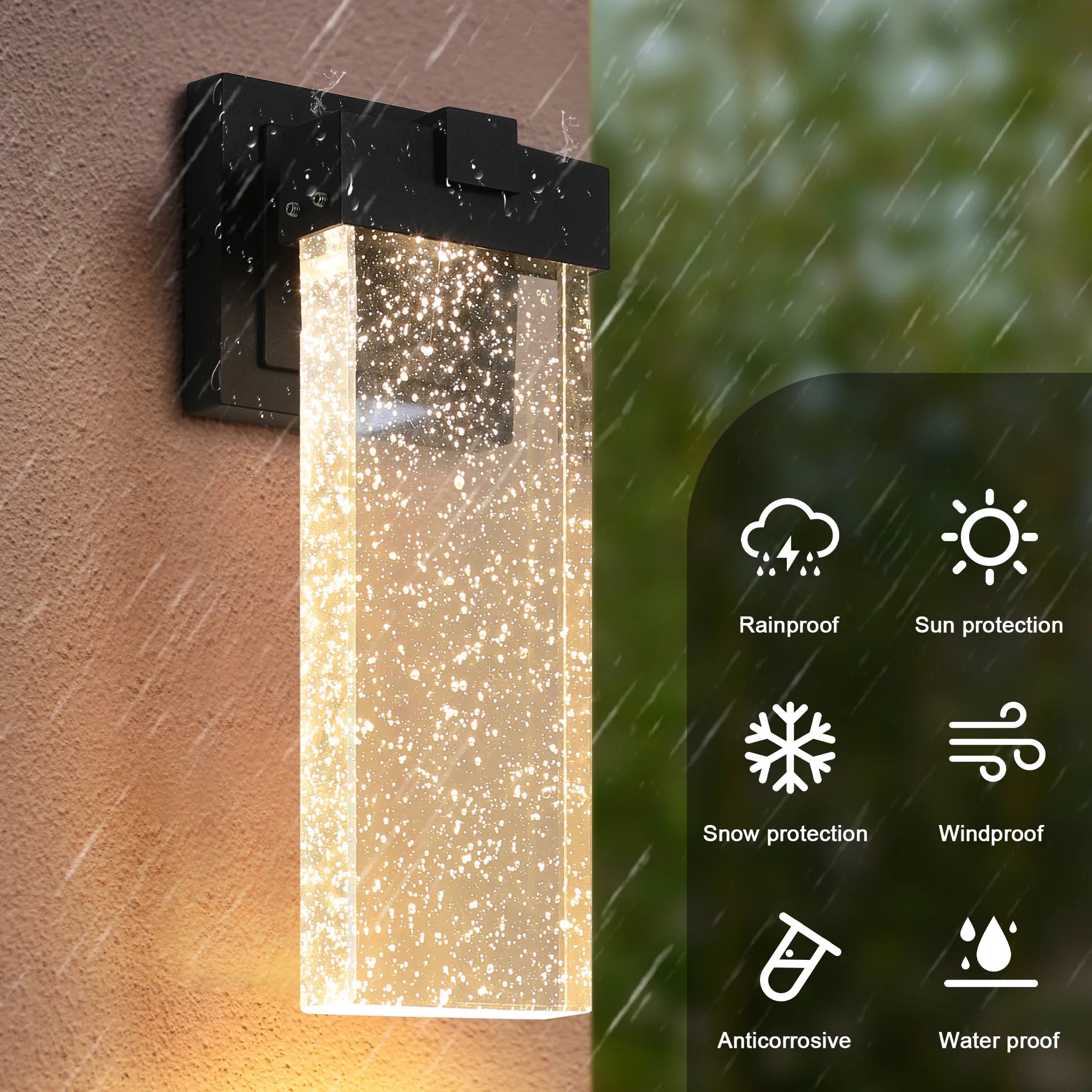 2-Pack Outdoor Waterproof LED Crystal Wall Lamp