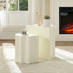 2-Piece Modern End Table Set with Wavy Edges