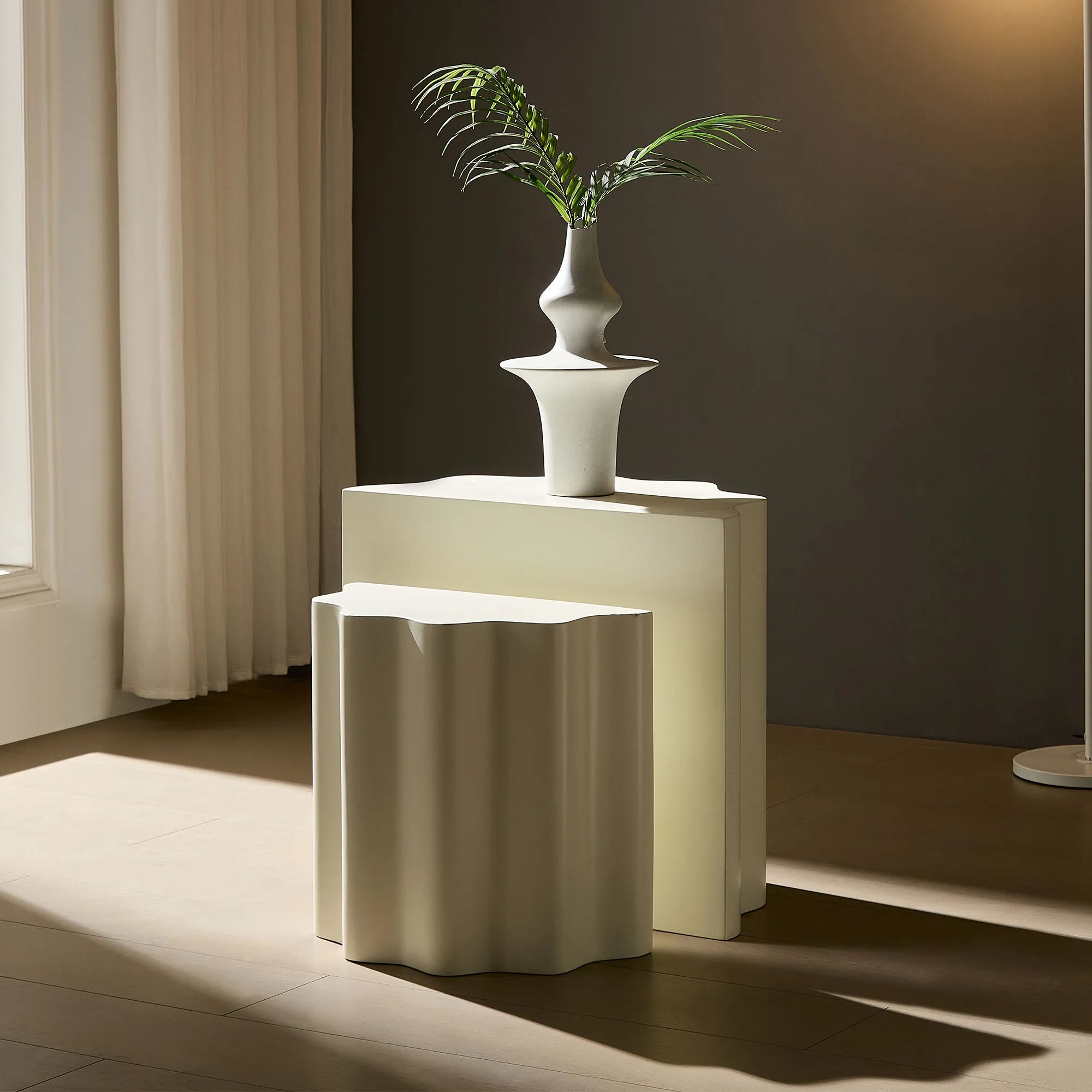 2-Piece Modern End Table Set with Wavy Edges