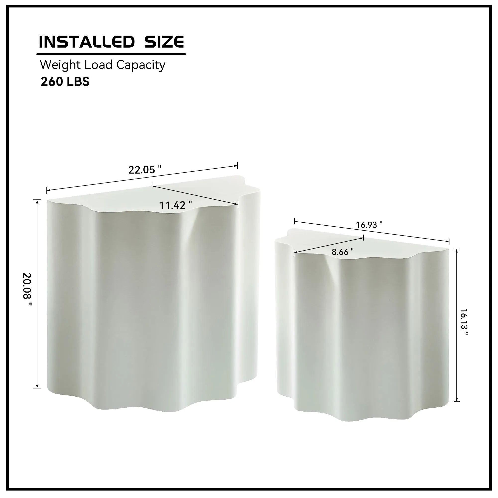 2-Piece Modern End Table Set with Wavy Edges