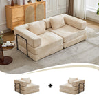 2-Seat Modular Convertible Floor Sofa Bed