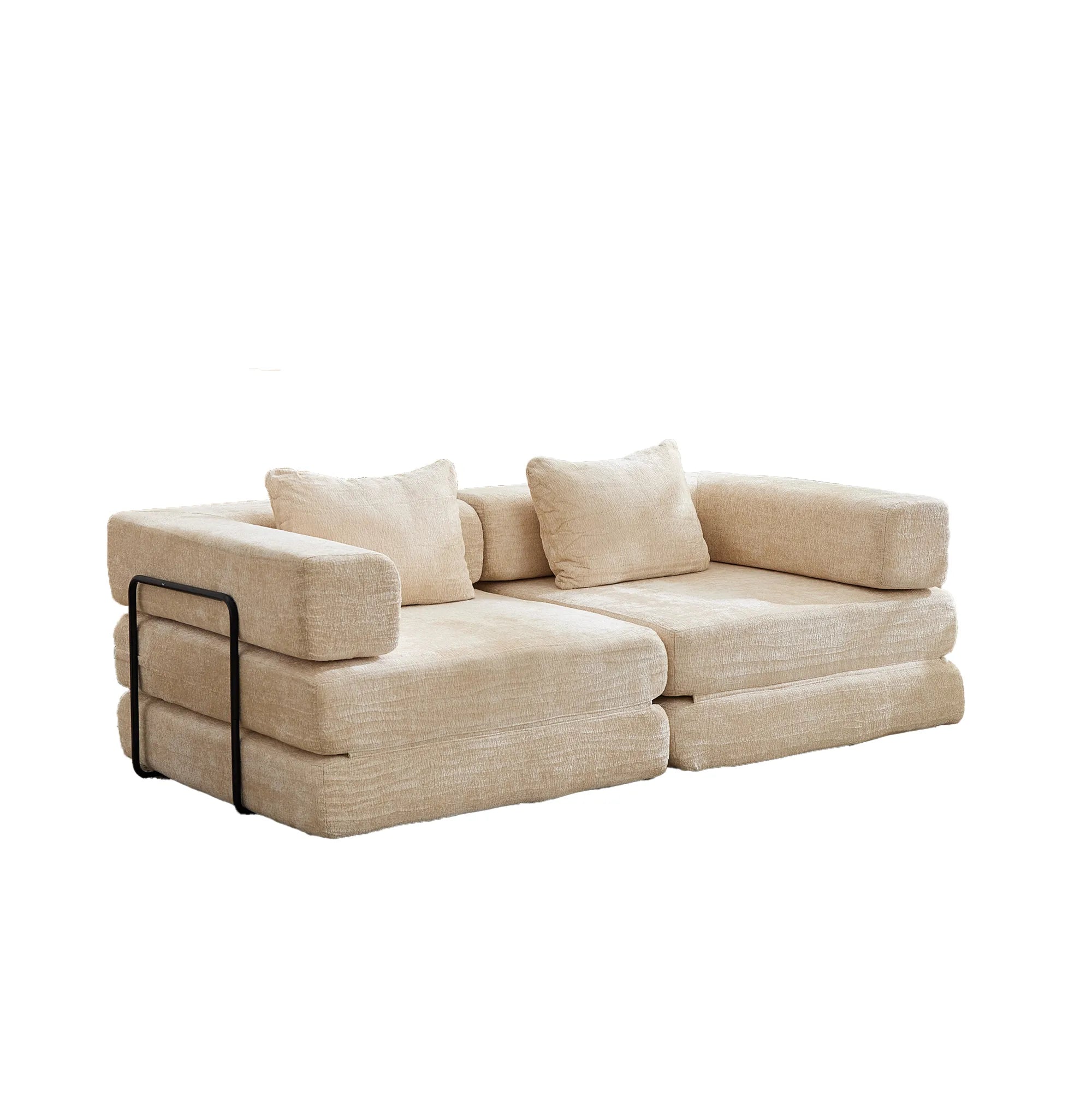 2-Seat Modular Convertible Floor Sofa Bed