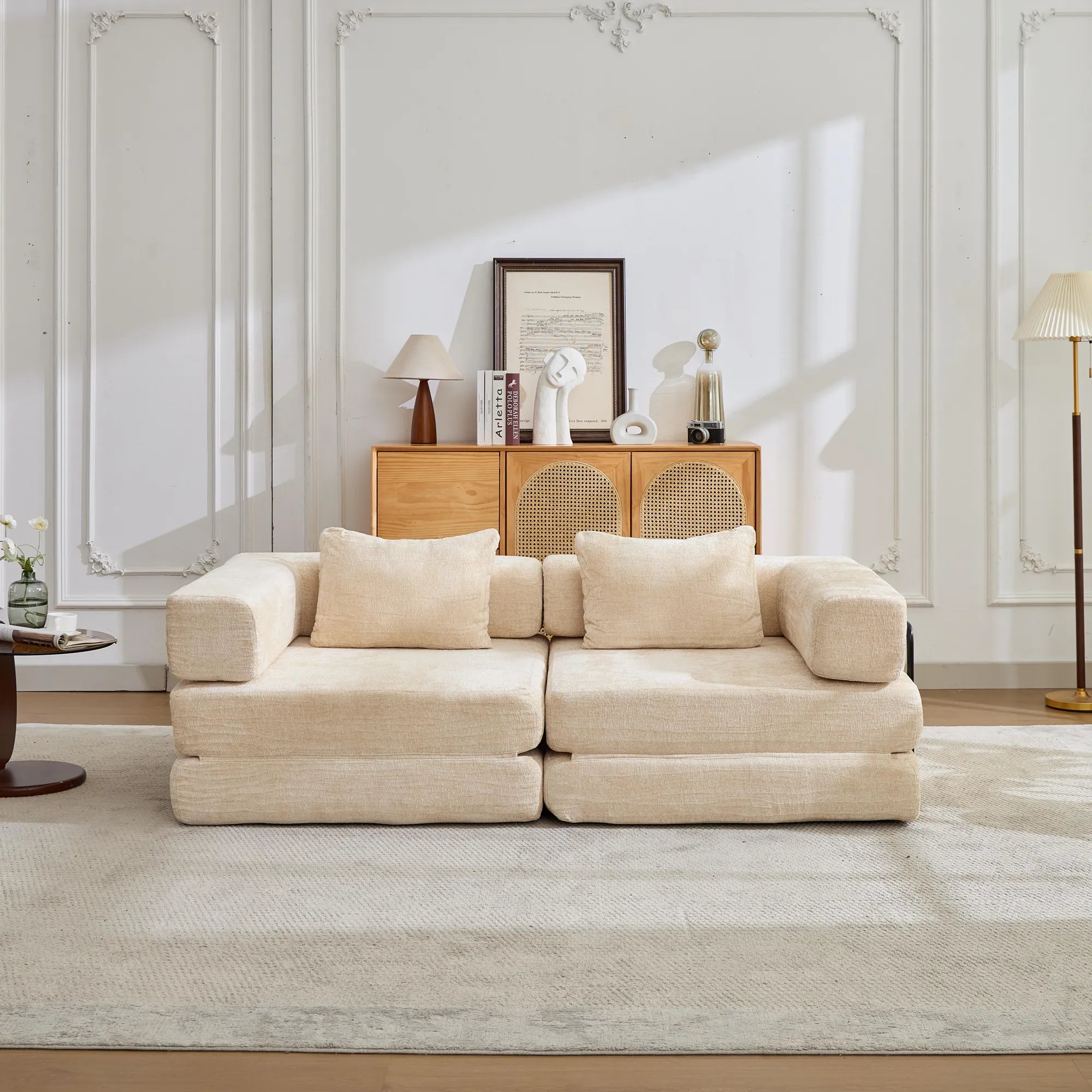 2-Seat Modular Convertible Floor Sofa Bed