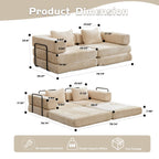2-Seat Modular Convertible Floor Sofa Bed