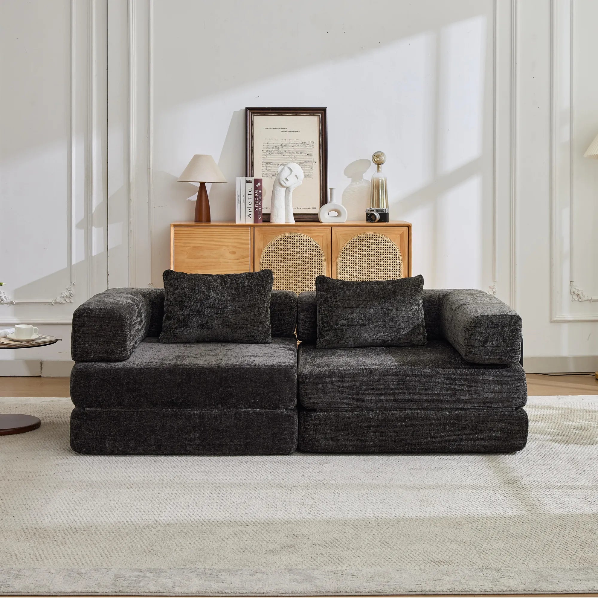 2-Seat Modular Convertible Floor Sofa Bed