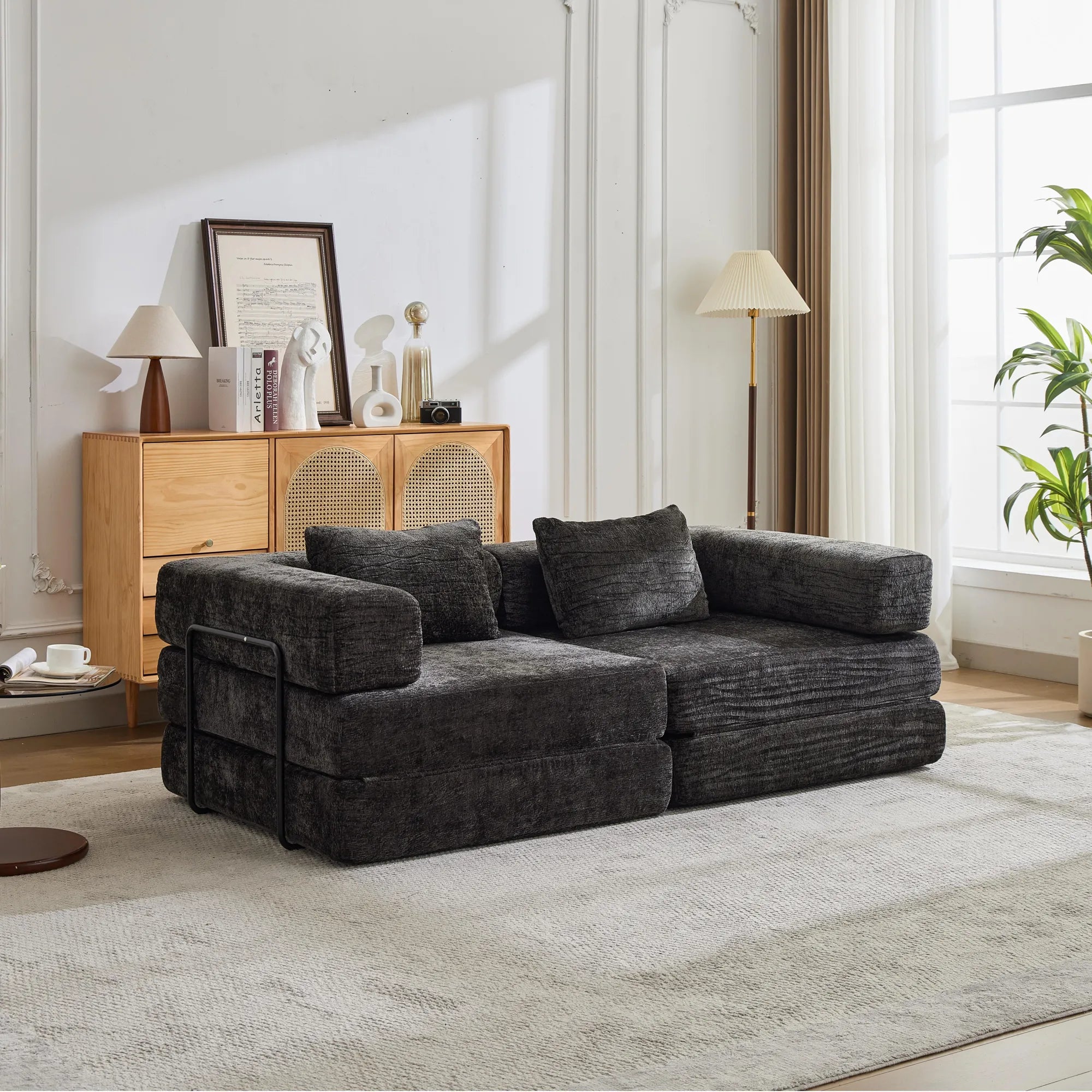 2-Seat Modular Convertible Floor Sofa Bed