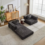 2-Seat Modular Convertible Floor Sofa Bed
