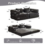 2-Seat Modular Convertible Floor Sofa Bed