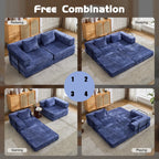 2-Seat Modular Convertible Floor Sofa Bed