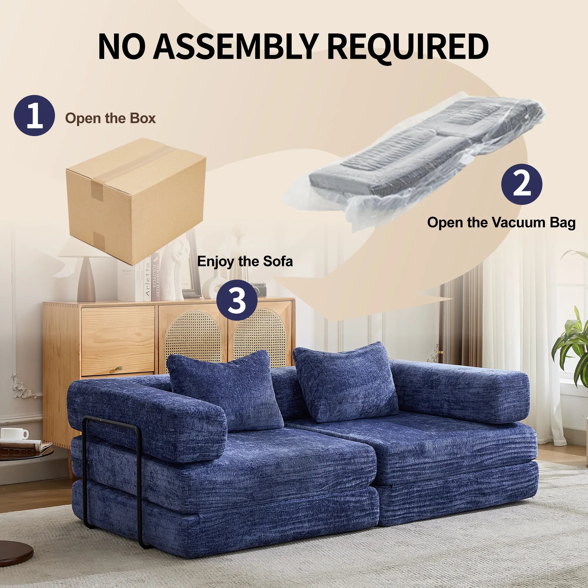 2-Seat Modular Convertible Floor Sofa Bed