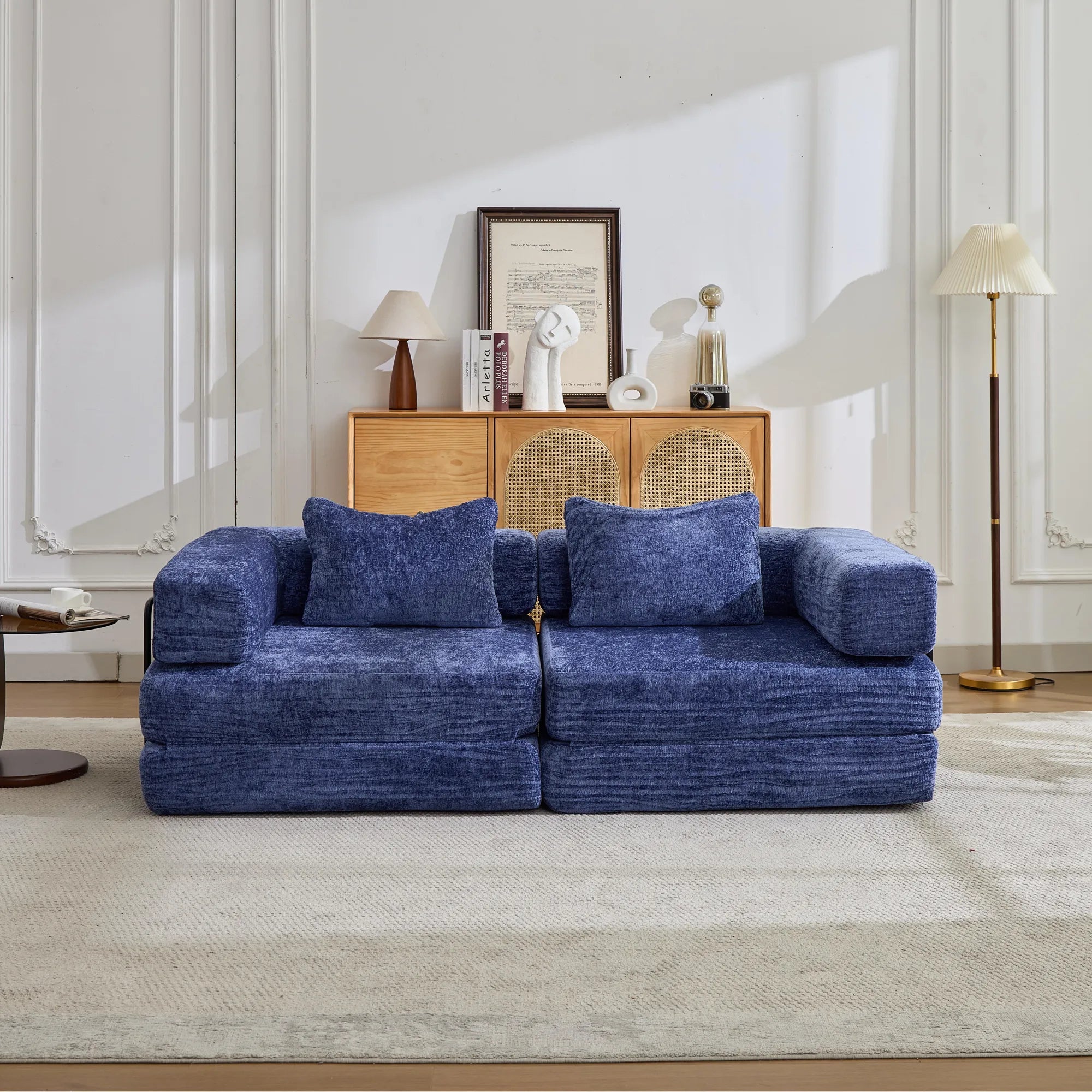 2-Seat Modular Convertible Floor Sofa Bed