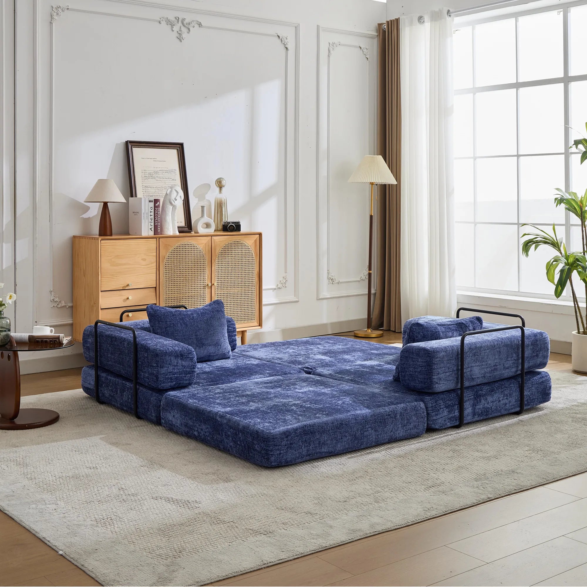 2-Seat Modular Convertible Floor Sofa Bed