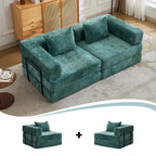 2-Seat Modular Convertible Floor Sofa Bed