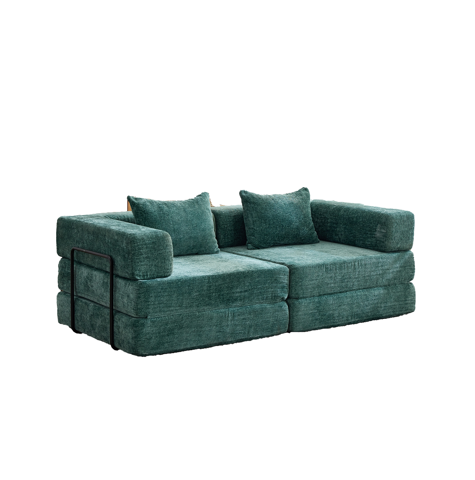 2-Seat Modular Convertible Floor Sofa Bed