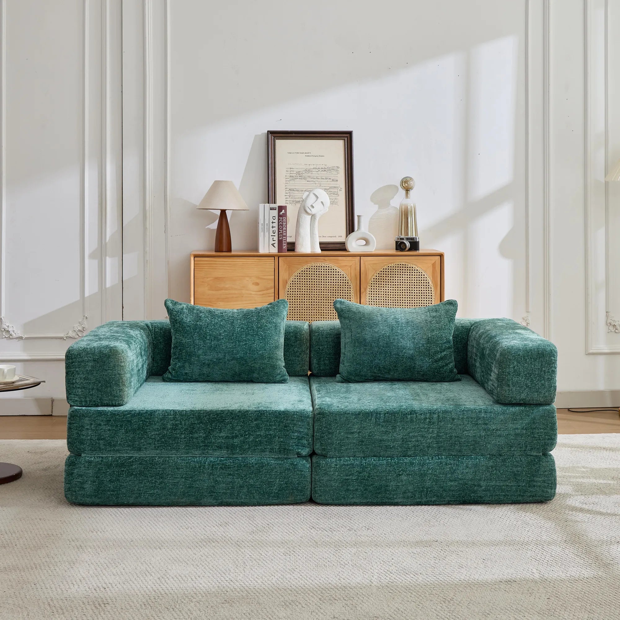 2-Seat Modular Convertible Floor Sofa Bed