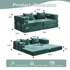 2-Seat Modular Convertible Floor Sofa Bed