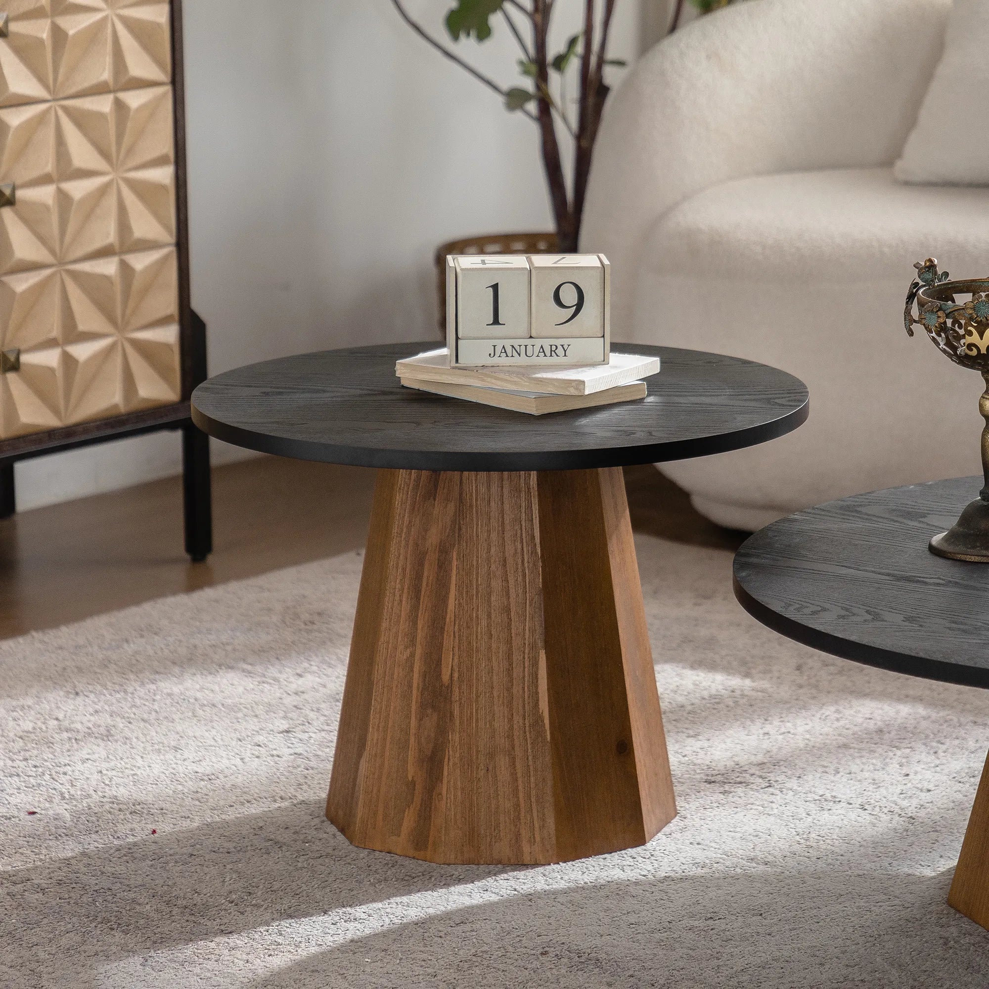 23" Round Wooden Side Table