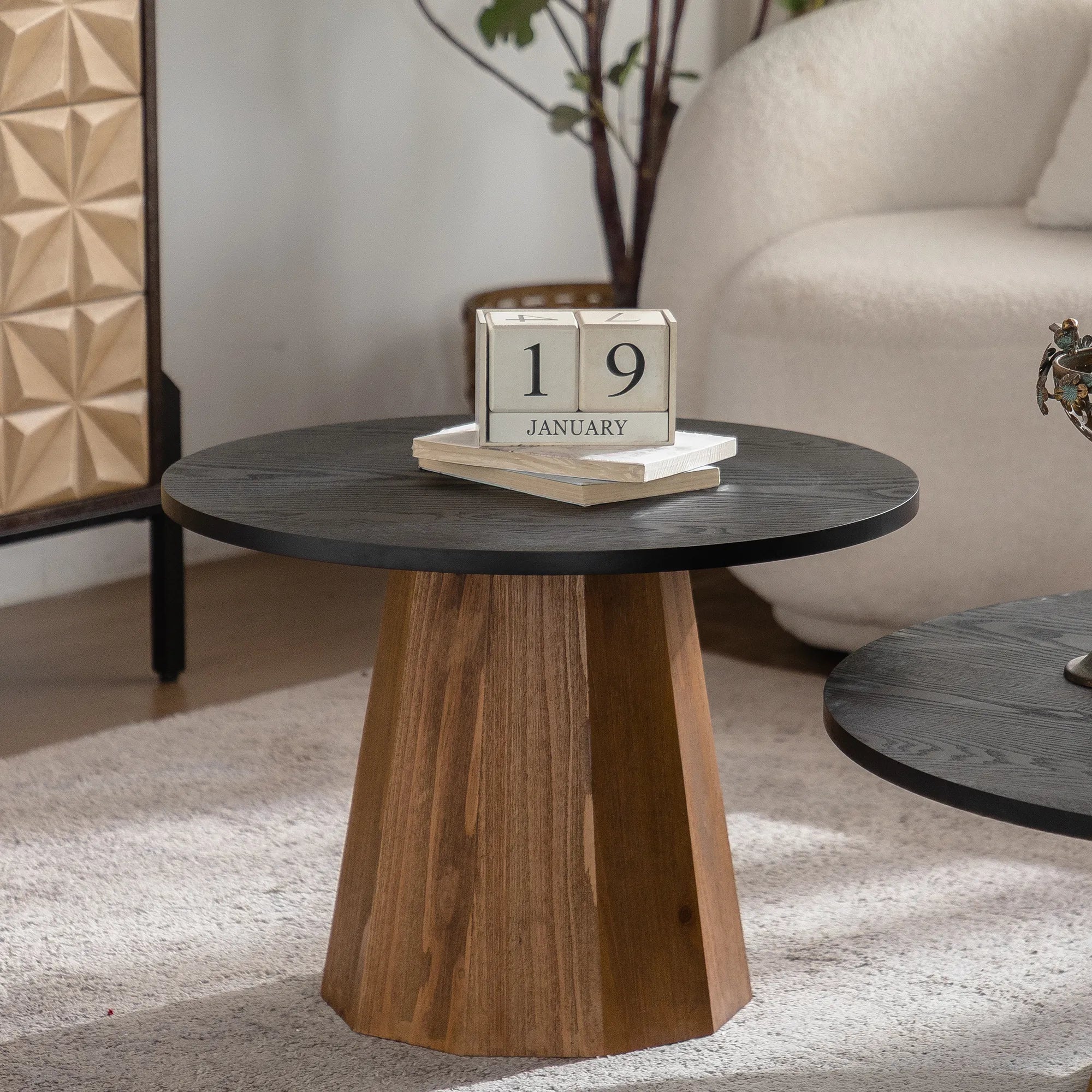 23" Round Wooden Side Table