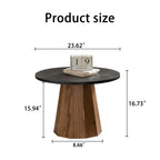 23" Round Wooden Side Table