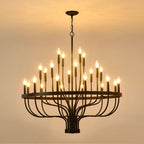 24-Light Farmhouse Black Chandelier