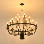 24-Light Farmhouse Black Chandelier