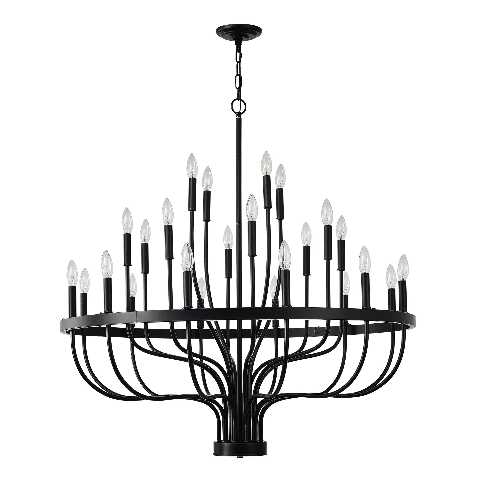 24-Light Farmhouse Black Chandelier