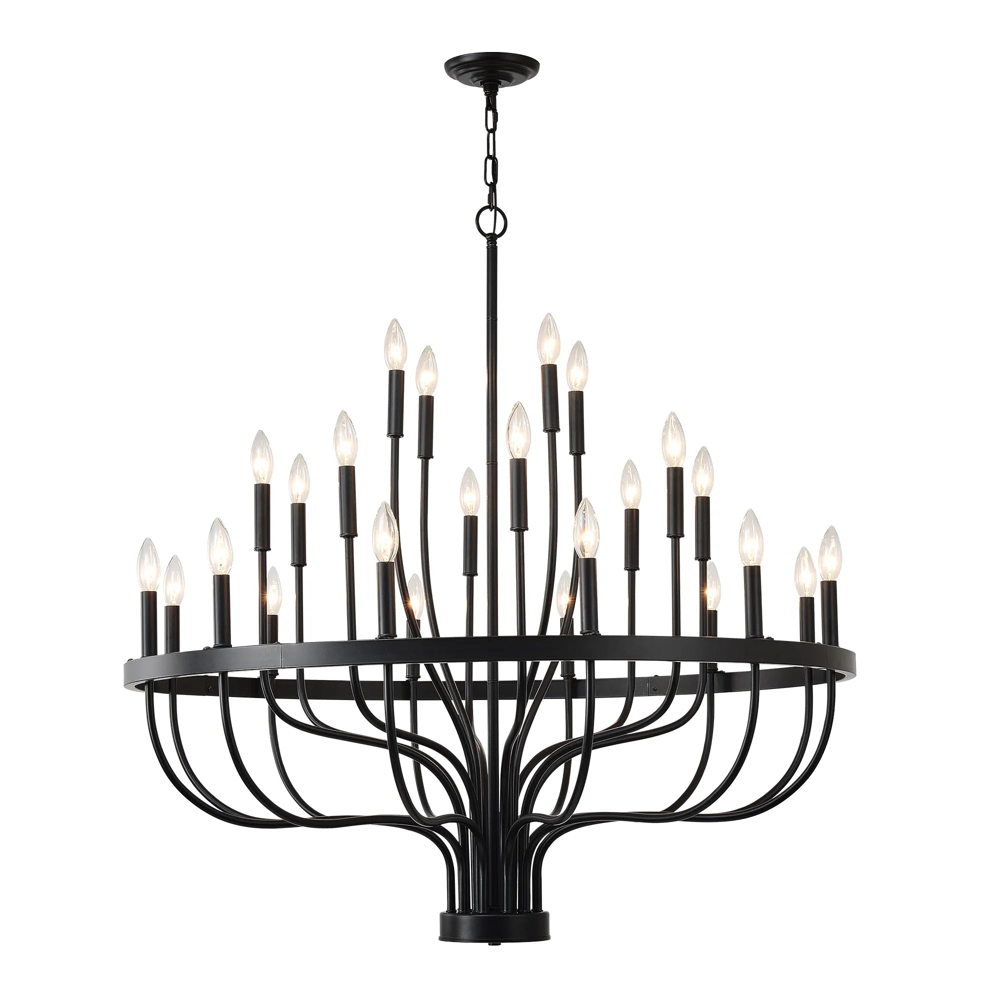 24-Light Farmhouse Black Chandelier