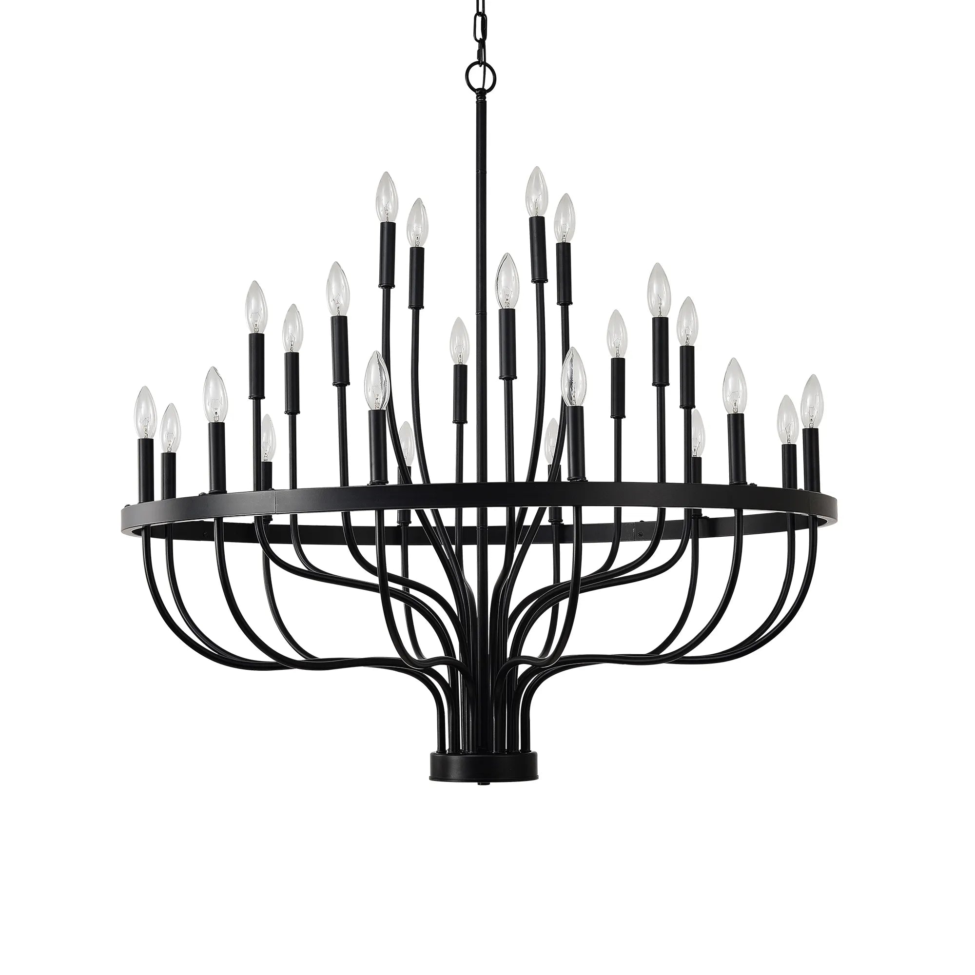 24-Light Farmhouse Black Chandelier