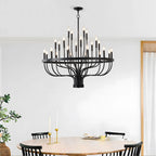 24-Light Farmhouse Black Chandelier