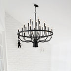 24-Light Farmhouse Black Chandelier