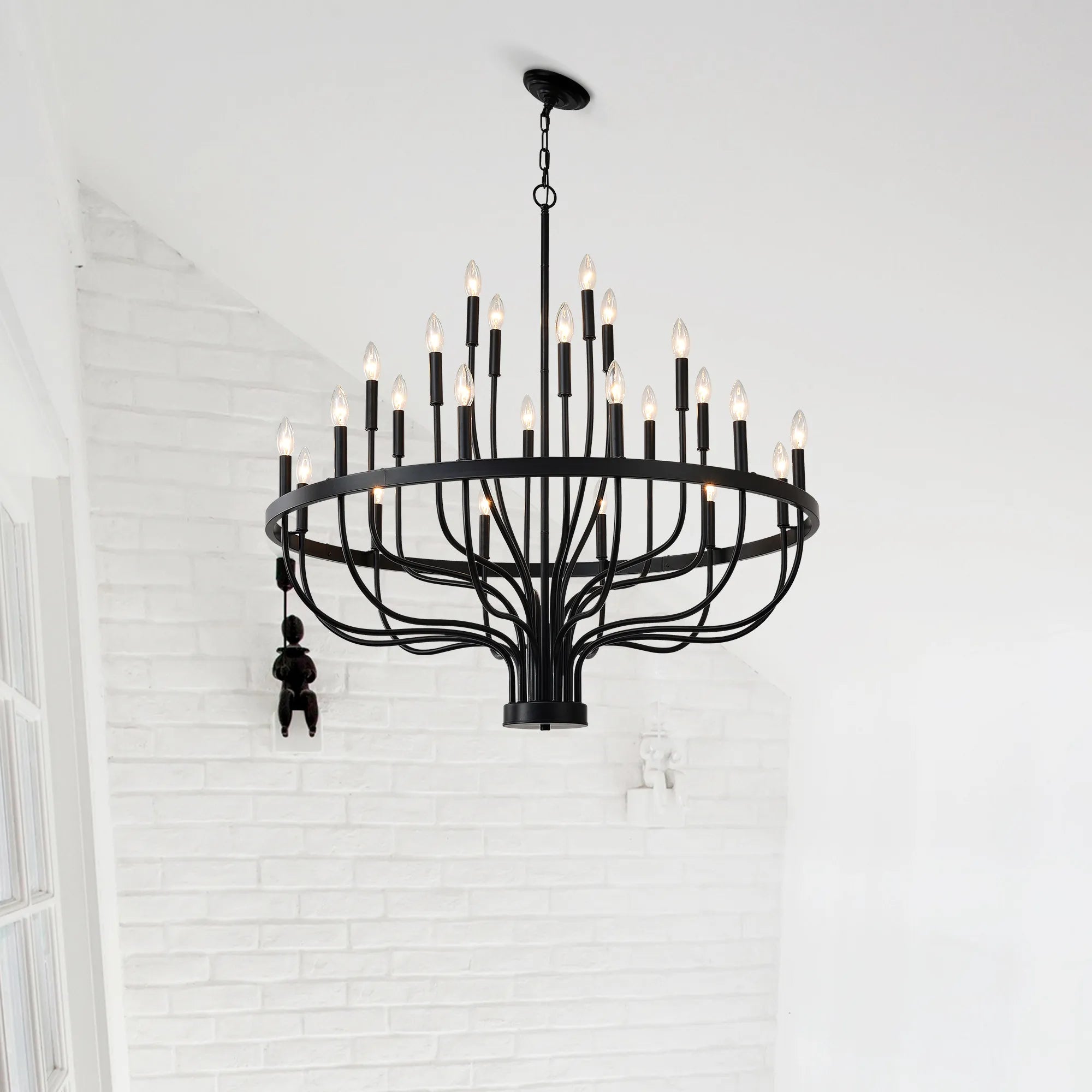 24-Light Farmhouse Black Chandelier