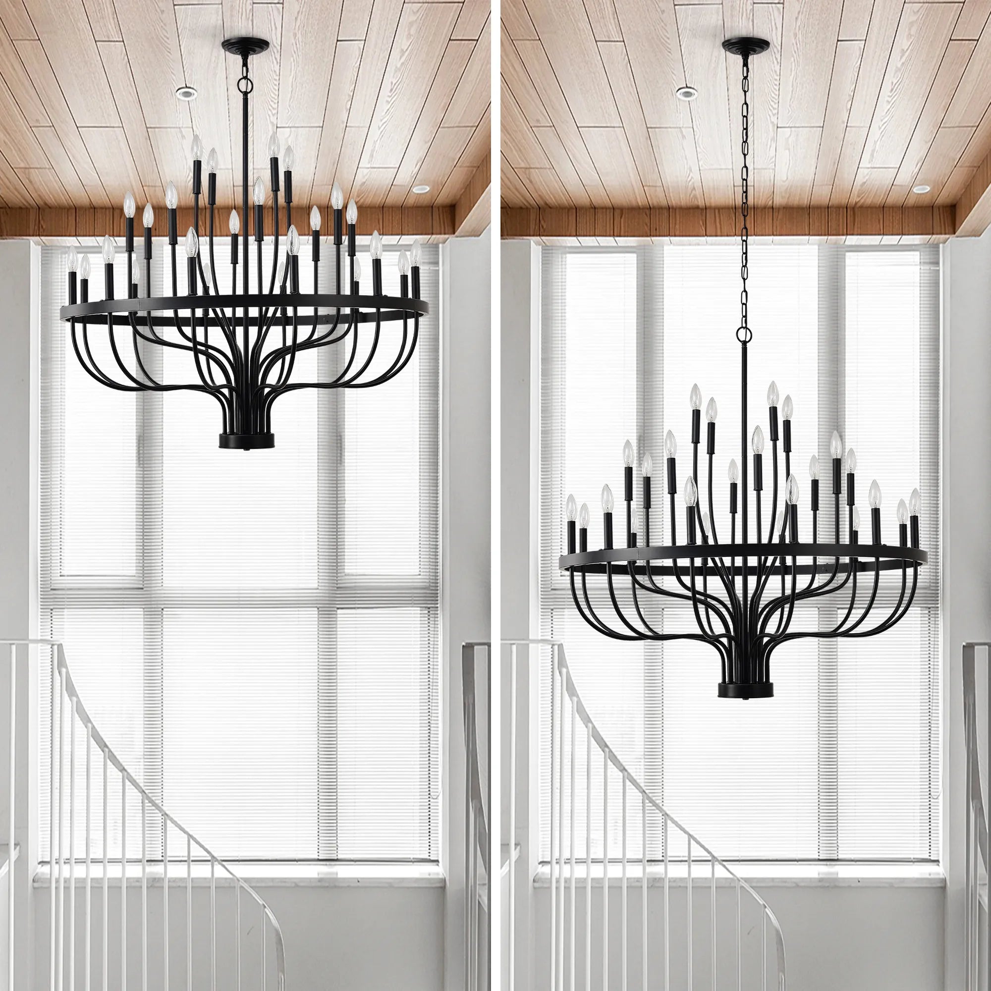24-Light Farmhouse Black Chandelier
