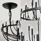 24-Light Farmhouse Black Chandelier