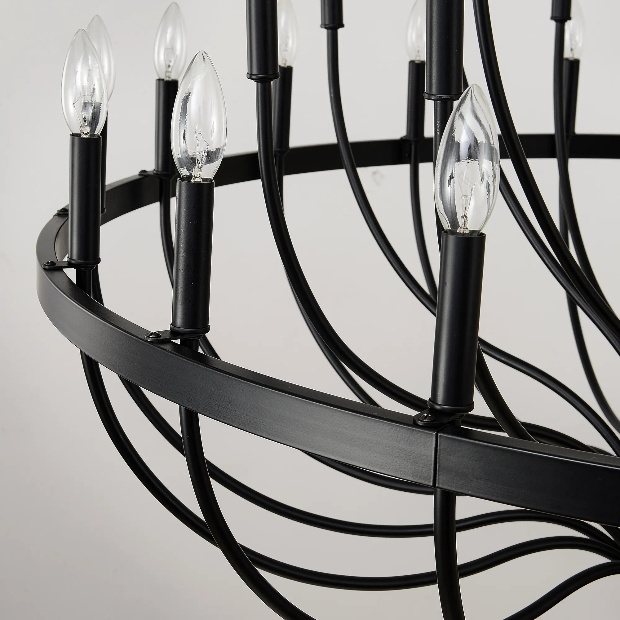 24-Light Farmhouse Black Chandelier