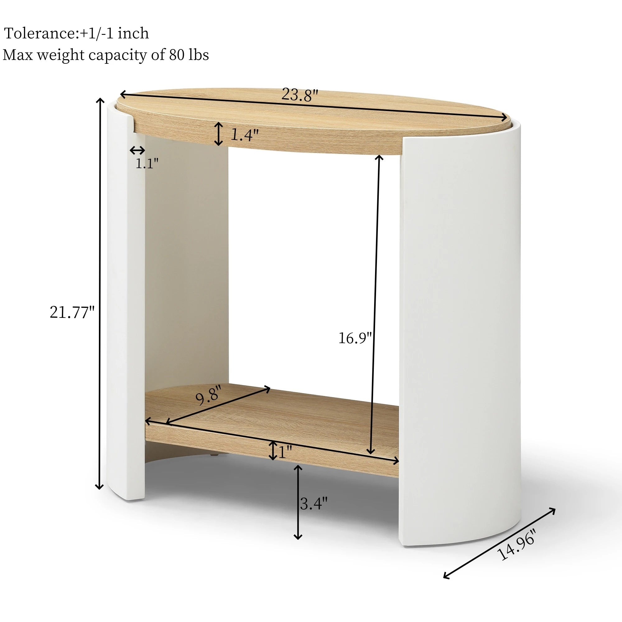 24" Modern Minimalist Side Table