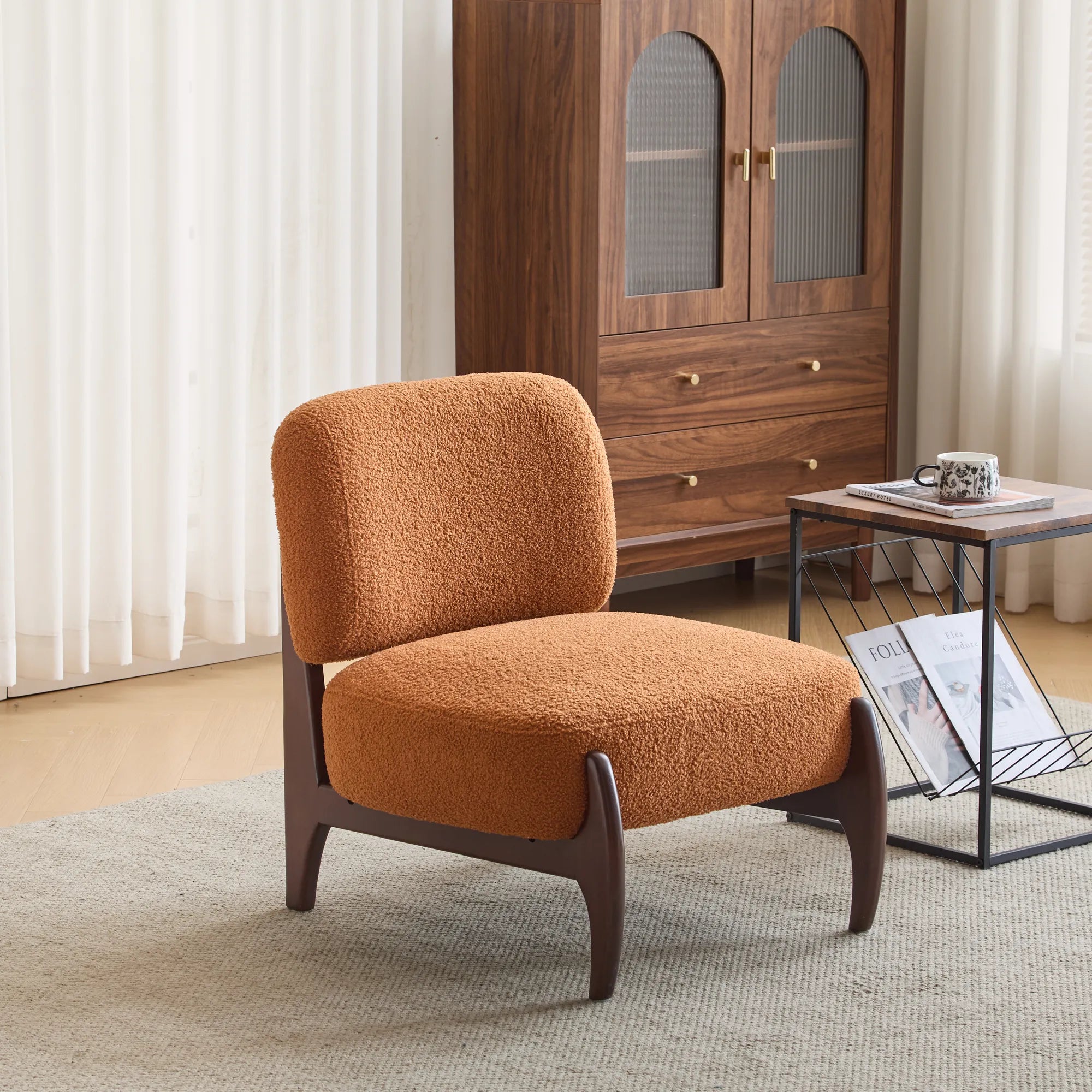 25.5" Modern Soft Boucle Lounge Accent Chair with Solid Wood Frame