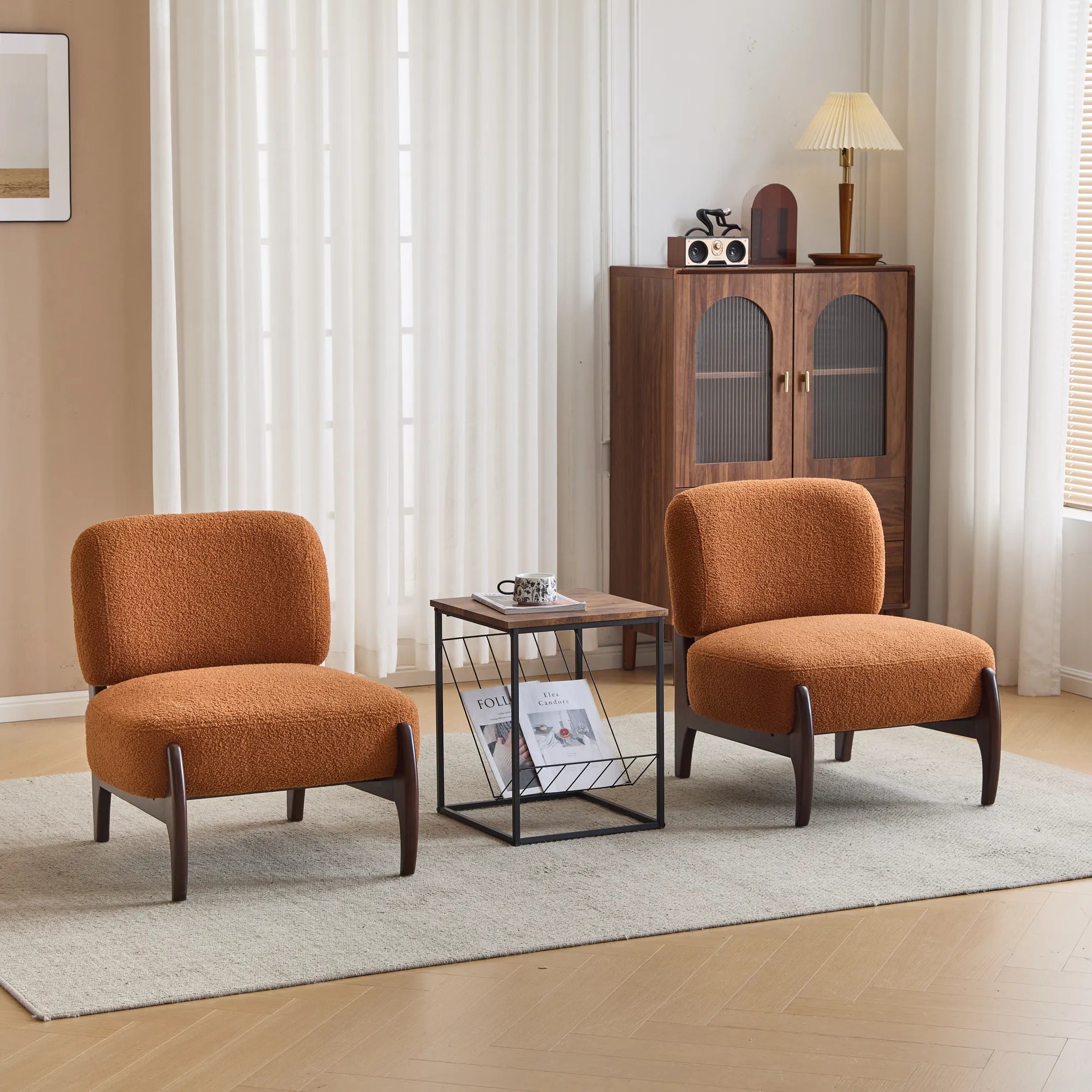 25.5" Modern Soft Boucle Lounge Accent Chair with Solid Wood Frame