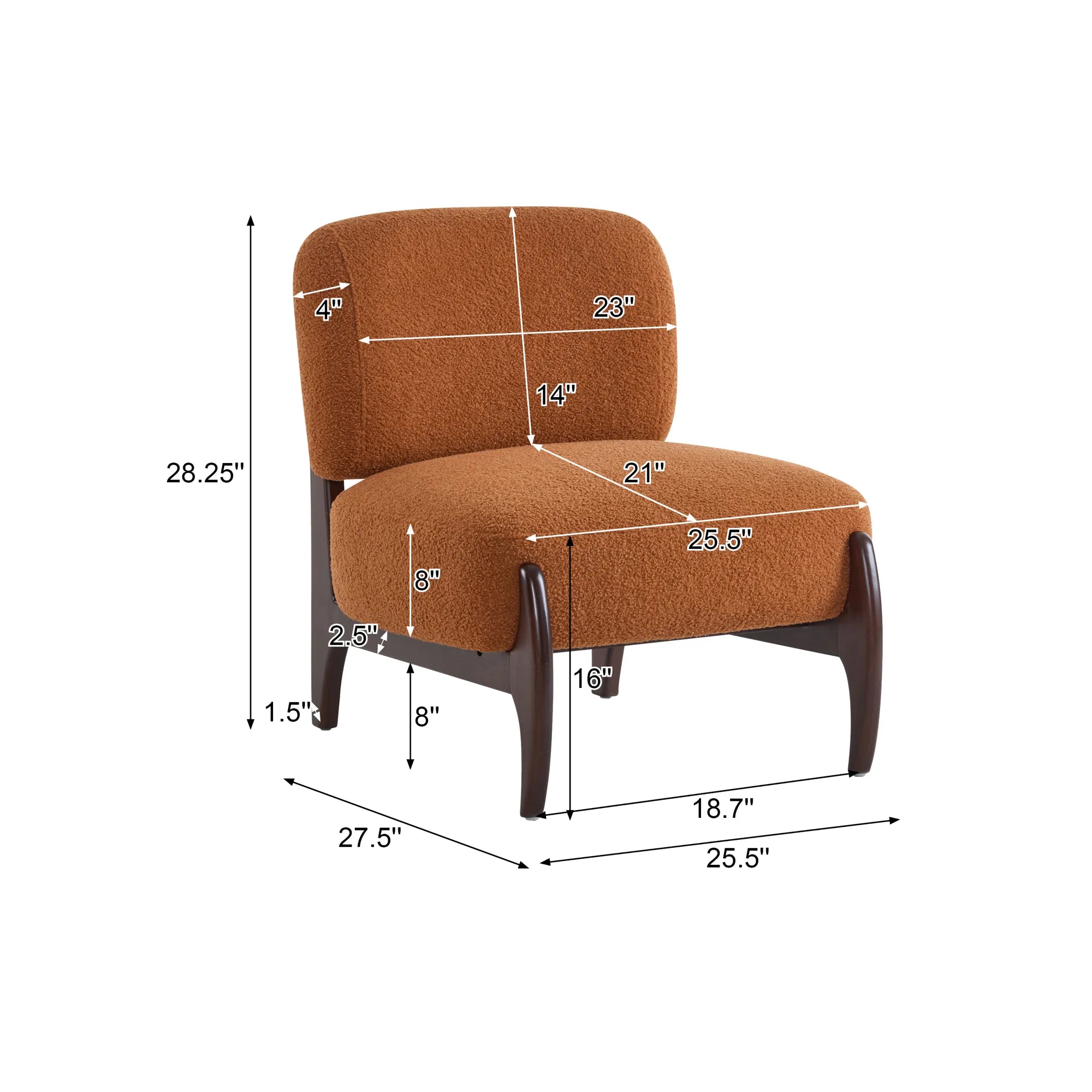 25.5" Modern Soft Boucle Lounge Accent Chair with Solid Wood Frame