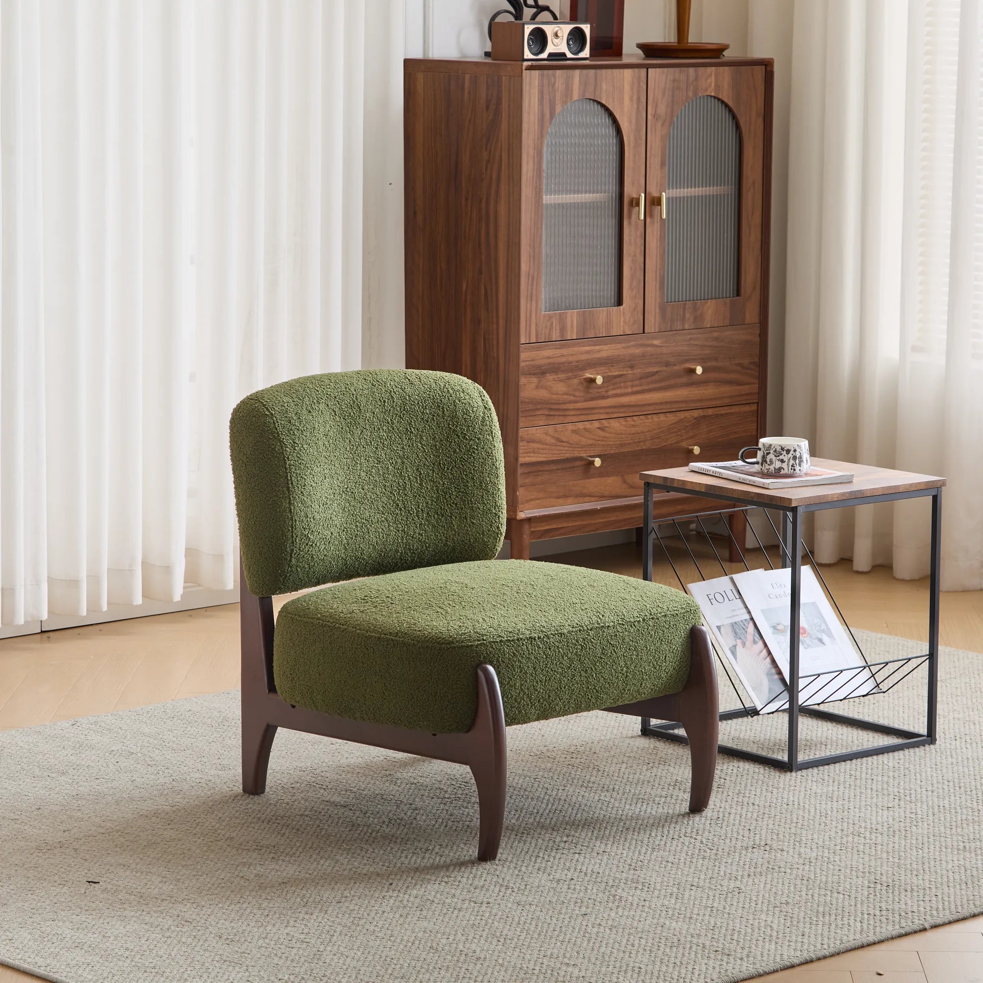 25.5" Modern Soft Boucle Lounge Accent Chair with Solid Wood Frame
