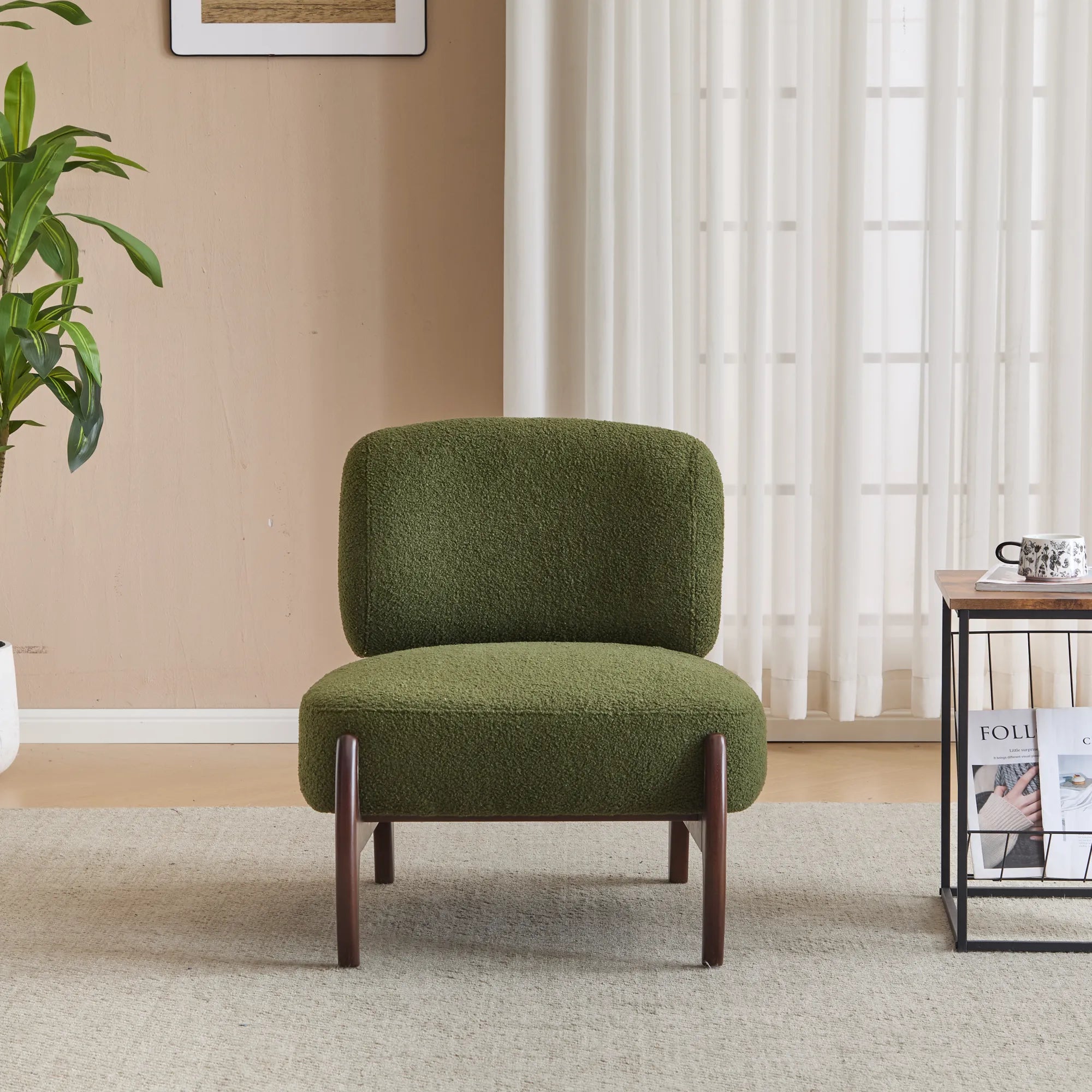 25.5" Modern Soft Boucle Lounge Accent Chair with Solid Wood Frame