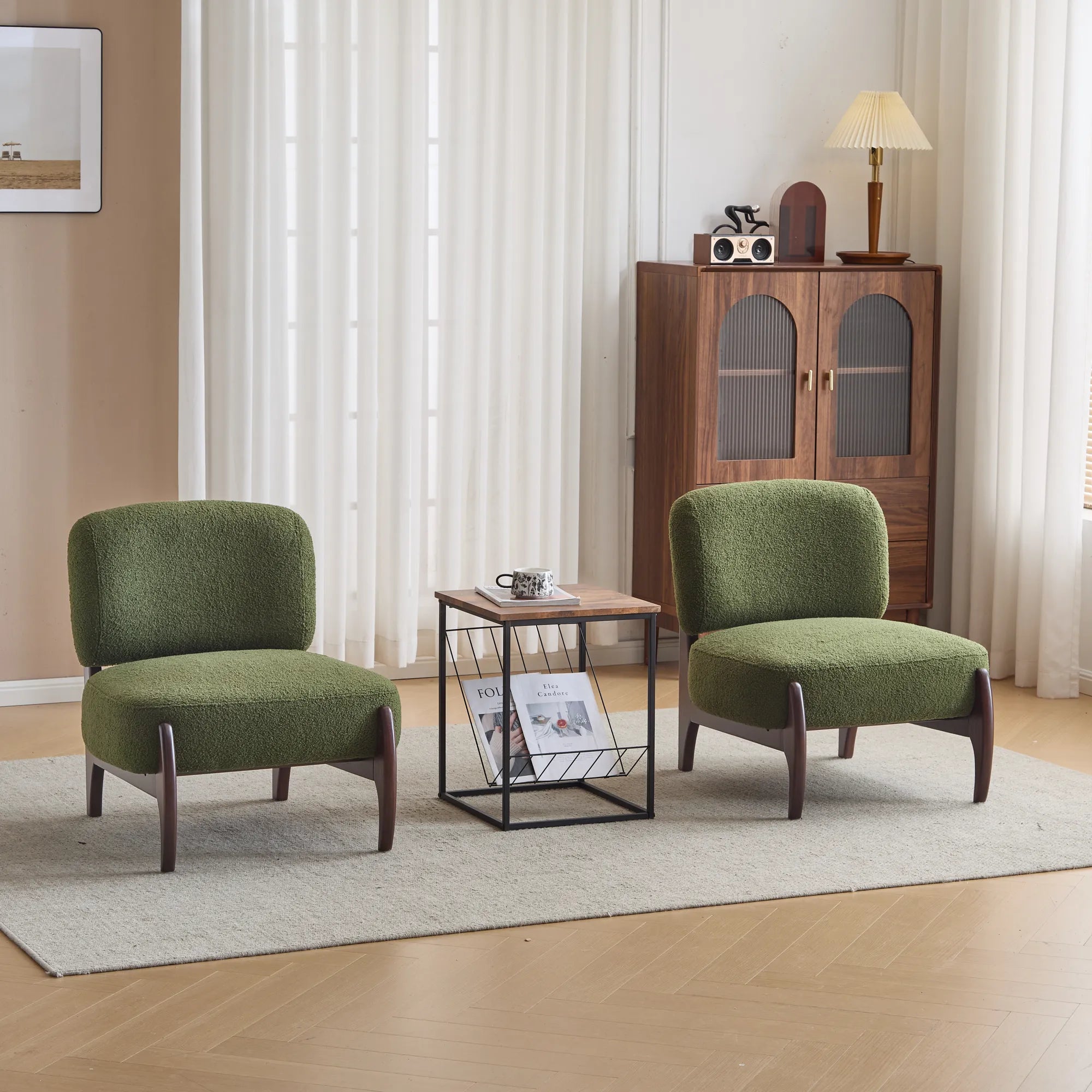 25.5" Modern Soft Boucle Lounge Accent Chair with Solid Wood Frame