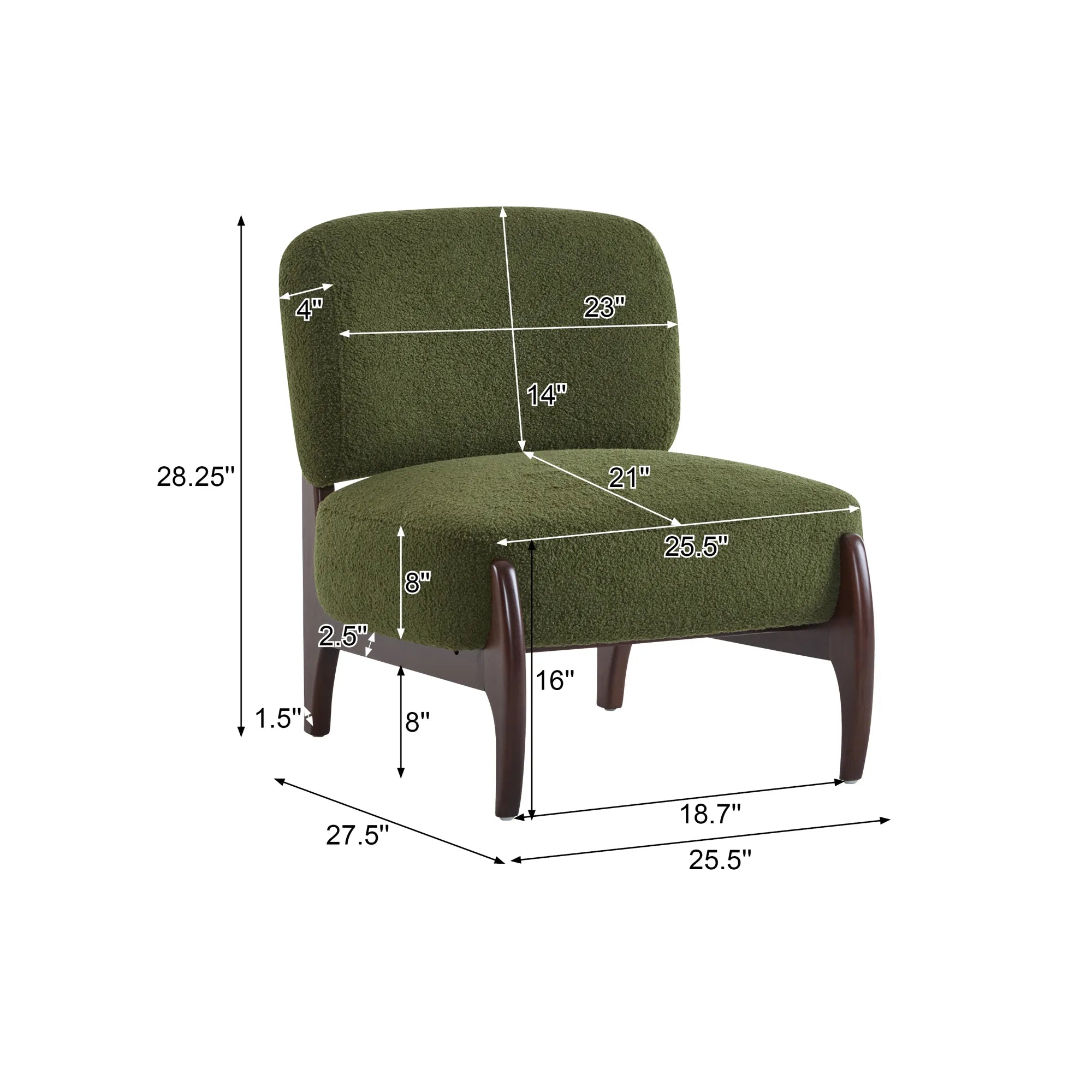 25.5" Modern Soft Boucle Lounge Accent Chair with Solid Wood Frame